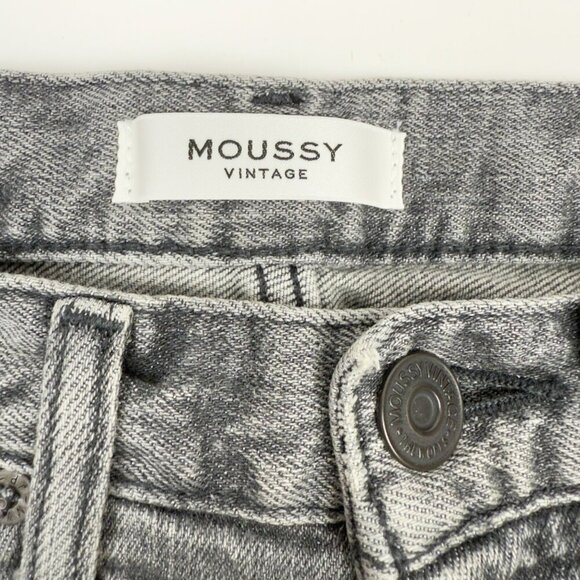 MOUSSY VINTAGE Cadet Skinny Gray Washed Black Distressed Cropped Jeans sz 24 - Picture 4 of 7